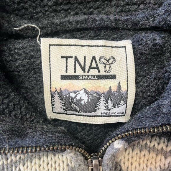 Aritzia TNA 100% Lambs Wool Sea To Sky Zip Up Knitted Cardigan Sweater - Picture 4 of 10